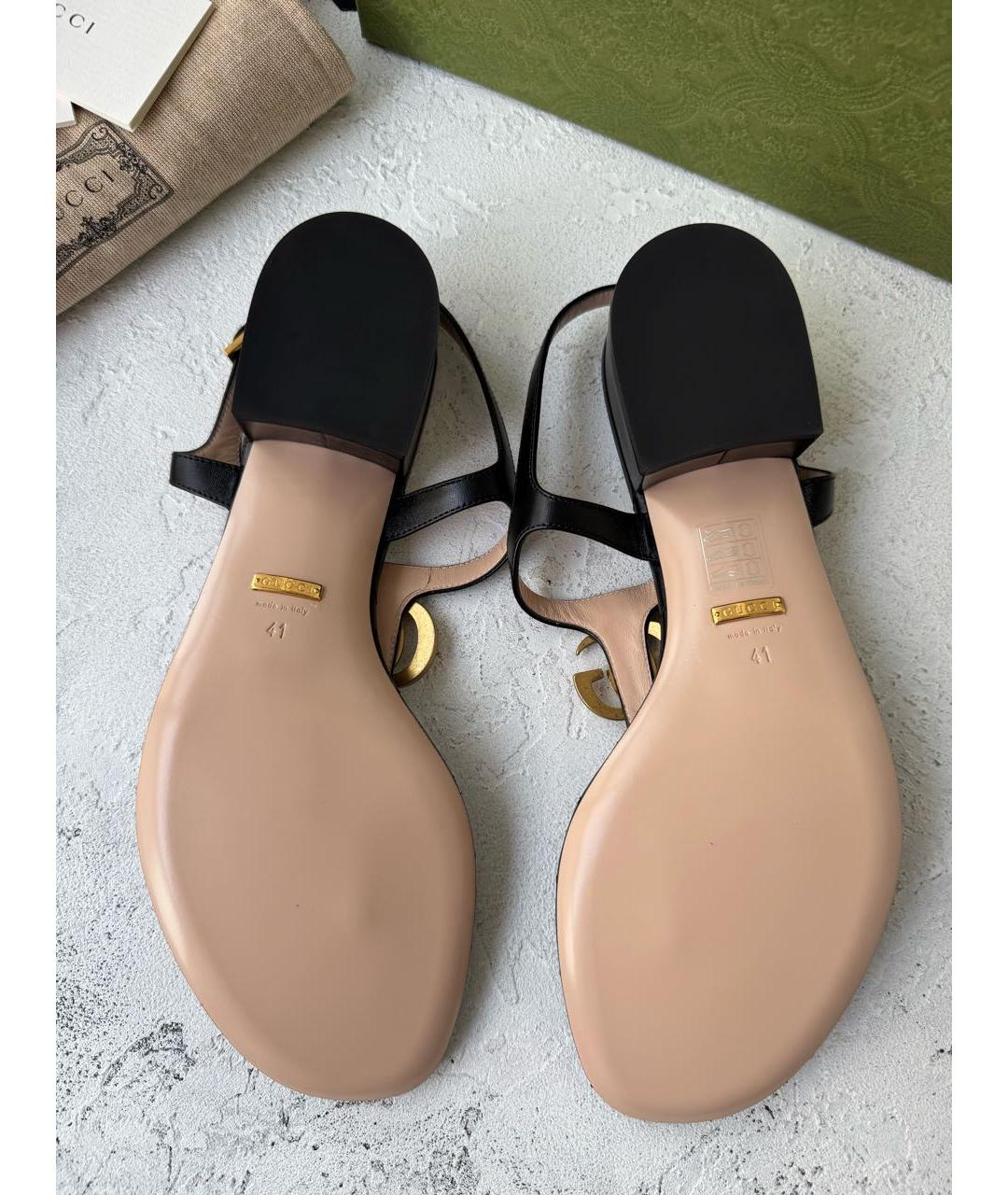 GUCCI Черные кожаные сандалии, фото 7