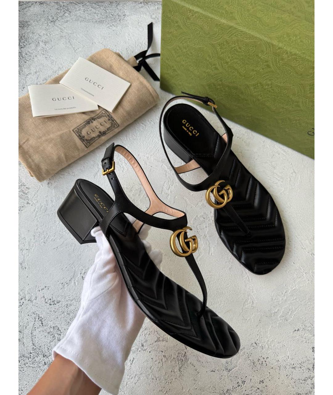 GUCCI Черные кожаные сандалии, фото 3