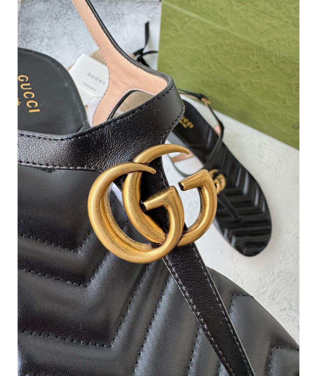GUCCI Черные кожаные сандалии, фото 6