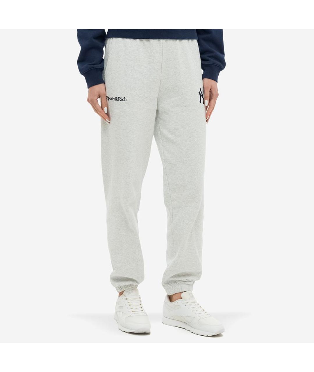 SPORTY AND RICH Серые хлопковые спортивные брюки и шорты, фото 5