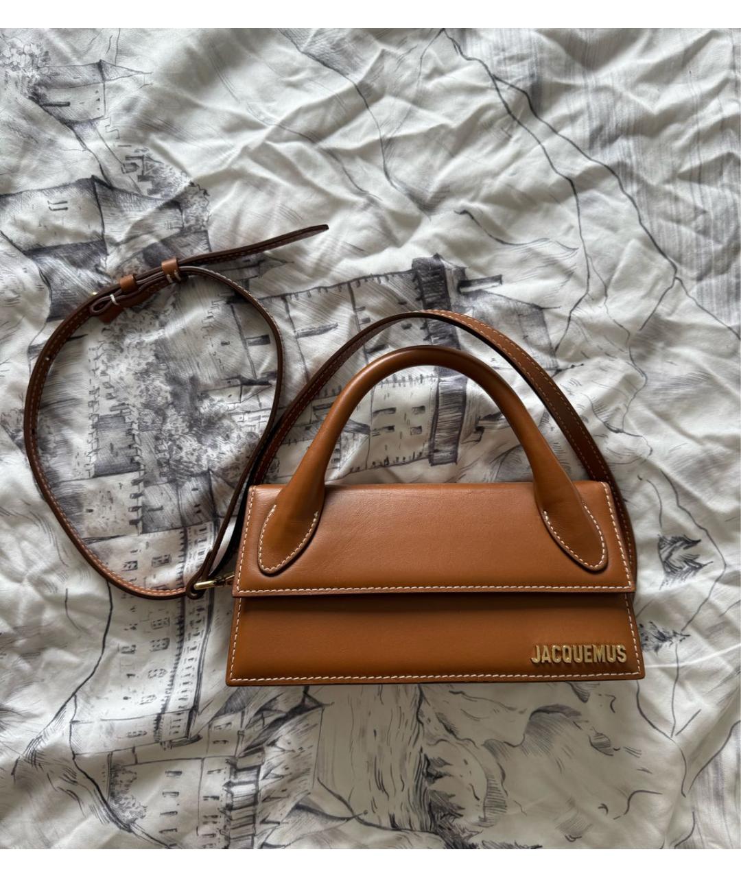 JACQUEMUS Коричневая кожаная сумка с короткими ручками, фото 8