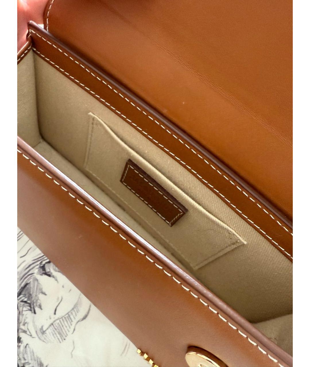 JACQUEMUS Коричневая кожаная сумка с короткими ручками, фото 6