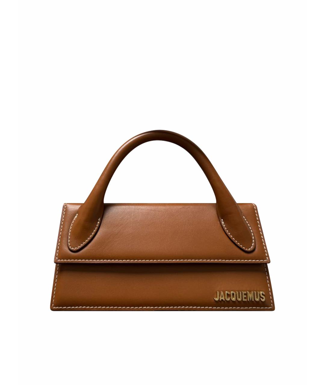 JACQUEMUS Коричневая кожаная сумка с короткими ручками, фото 1
