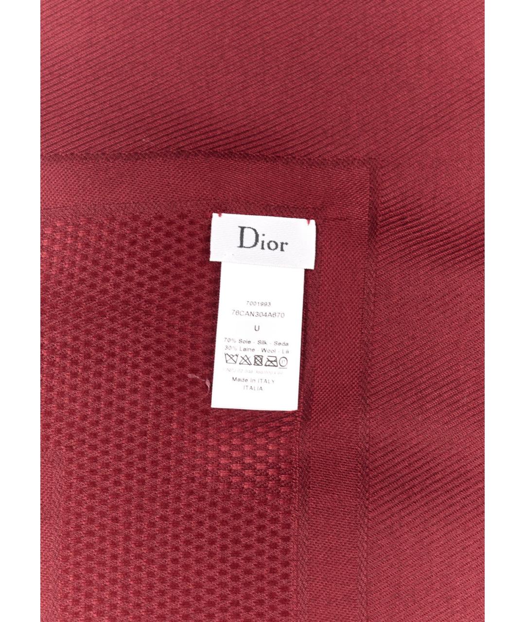 CHRISTIAN DIOR Бордовый шелковый платок, фото 2