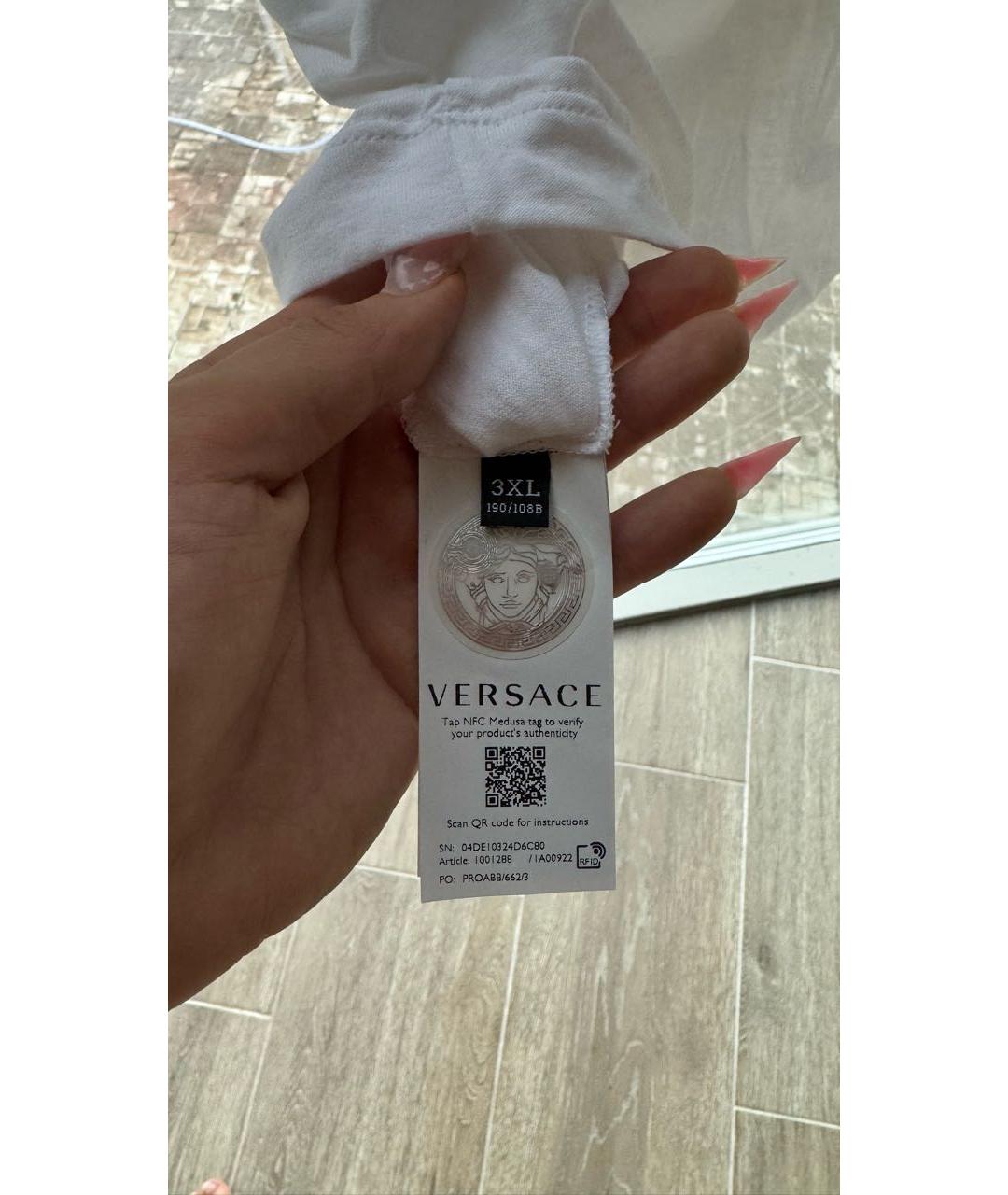 VERSACE Белая хлопковая футболка, фото 4