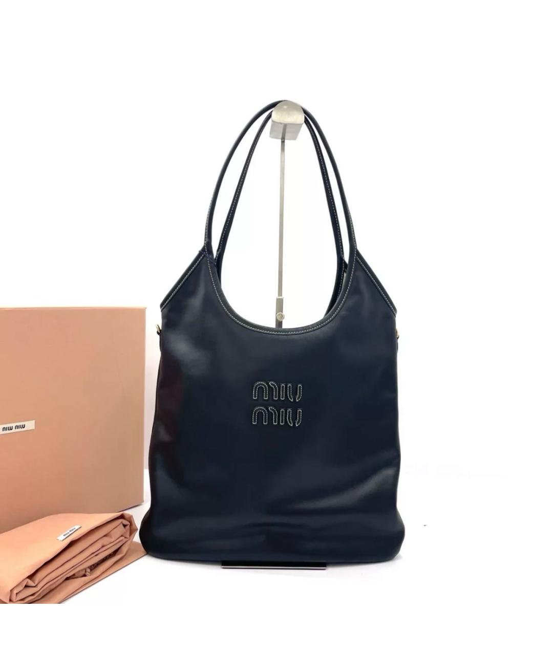 MIU MIU Черная кожаная сумка тоут, фото 7