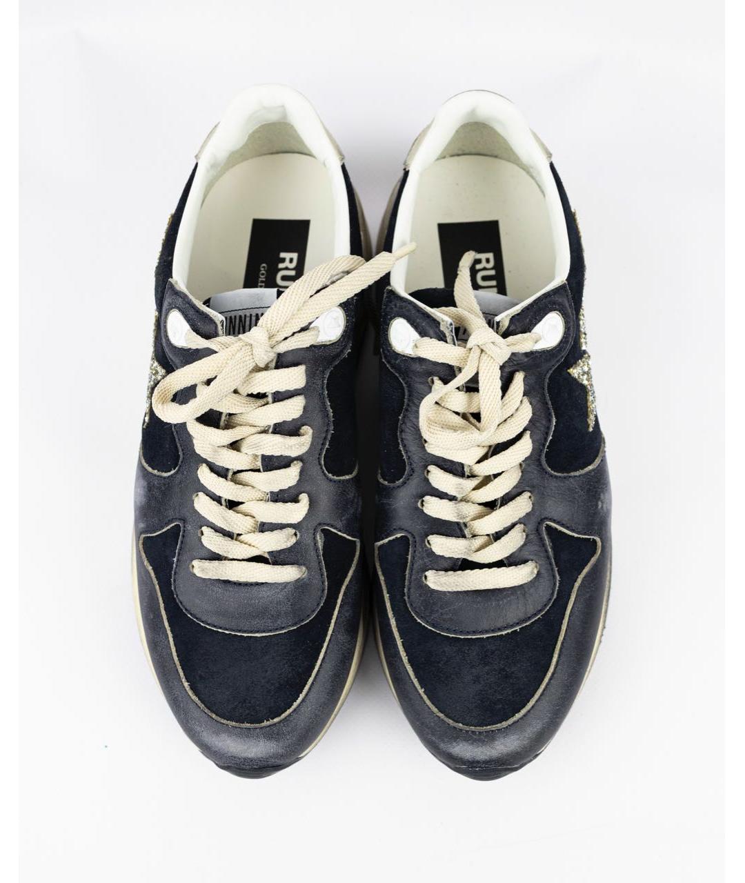 GOLDEN GOOSE DELUXE BRAND Антрацитовые кожаные кроссовки, фото 2