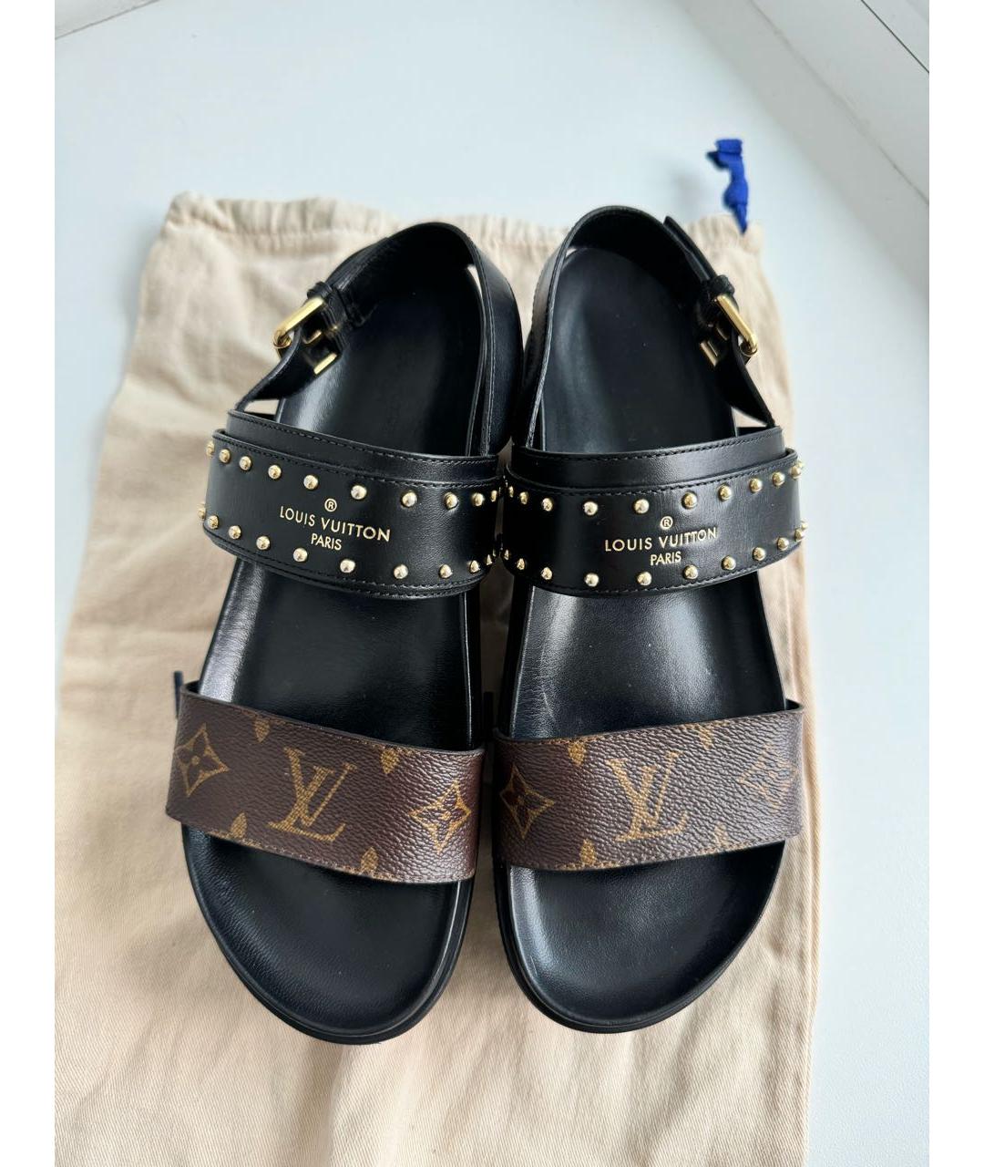 LOUIS VUITTON Коричневые кожаные босоножки, фото 2