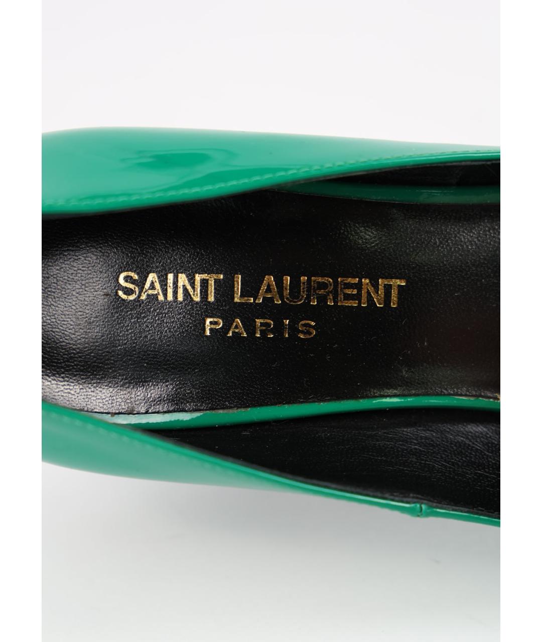 SAINT LAURENT Зеленые туфли из лакированной кожи, фото 5
