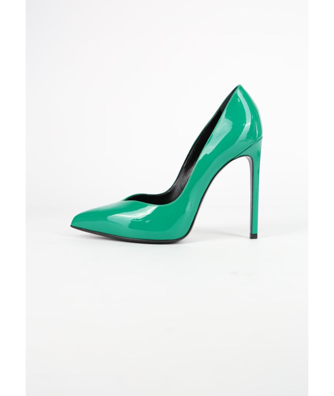 SAINT LAURENT Зеленые туфли из лакированной кожи, фото 10