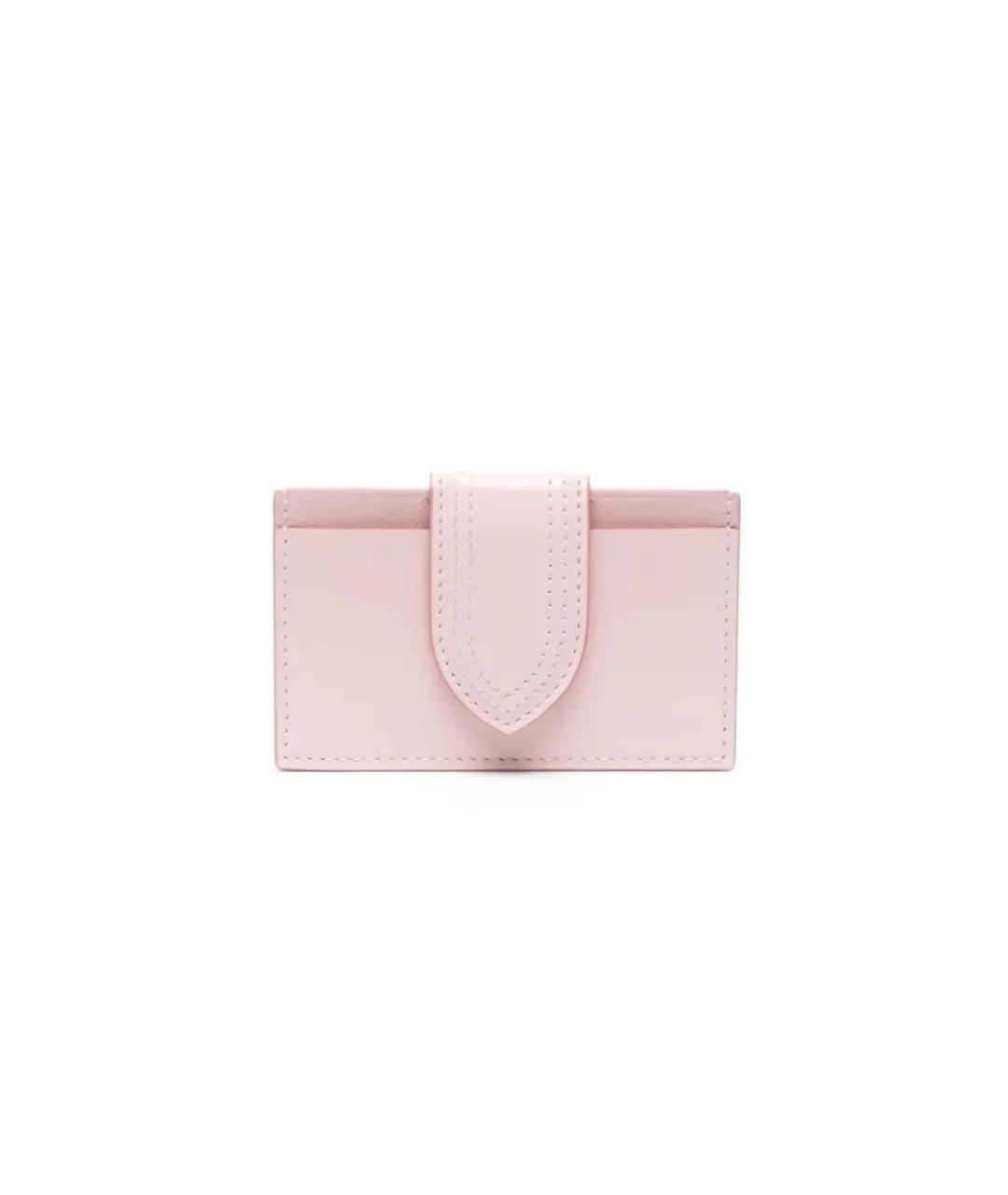 JACQUEMUS Розовый кожаный кардхолдер, фото 1