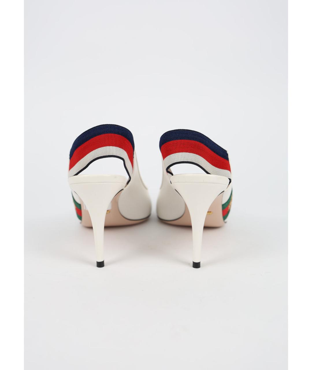 GUCCI Белые кожаные лодочки на низком каблуке, фото 4