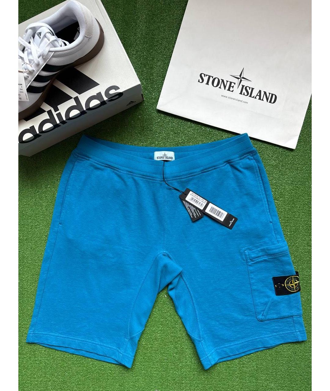 STONE ISLAND Синие хлопковые шорты, фото 2