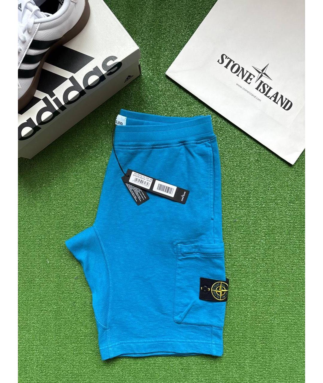 STONE ISLAND Синие хлопковые шорты, фото 5
