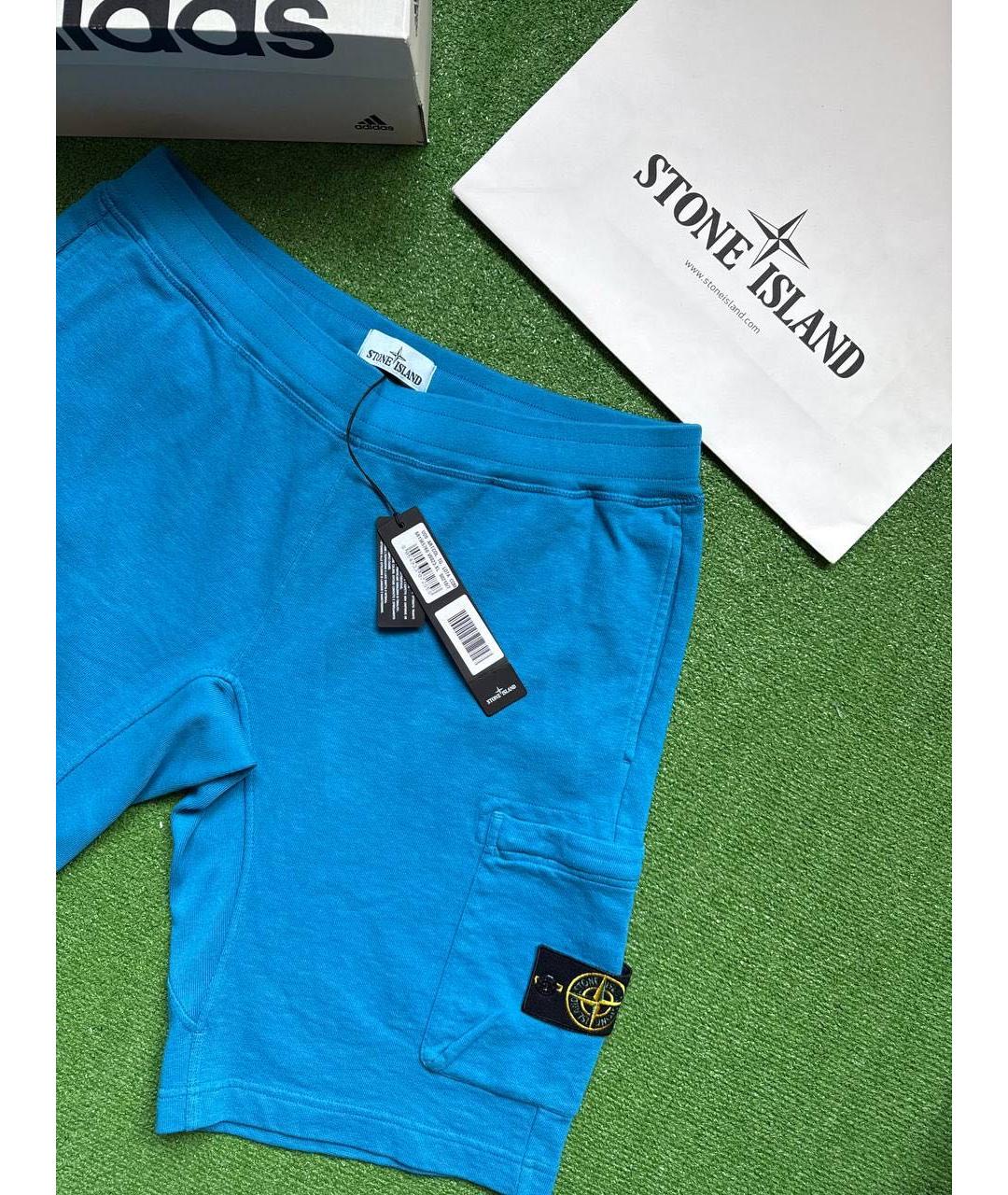 STONE ISLAND Синие хлопковые шорты, фото 4
