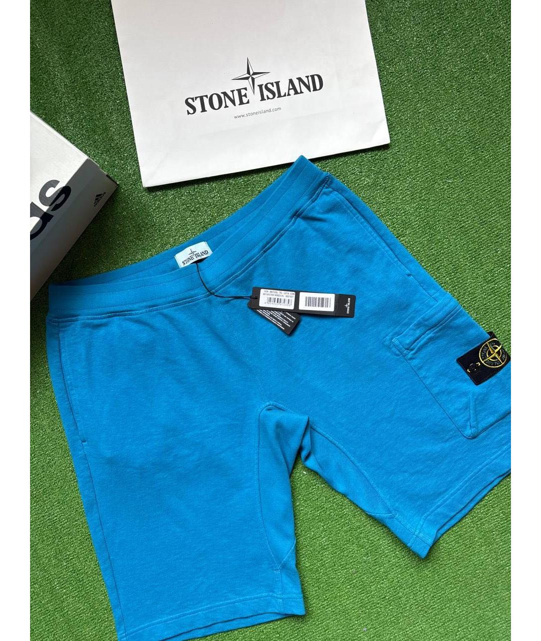 STONE ISLAND Синие хлопковые шорты, фото 3