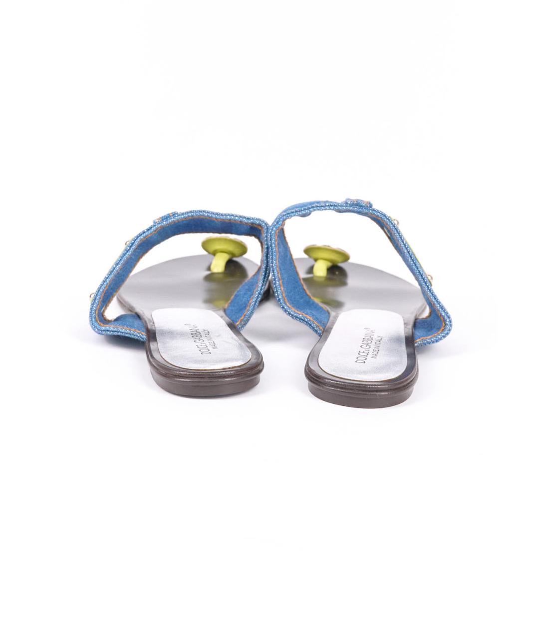 DOLCE&GABBANA Синие текстильные шлепанцы, фото 4