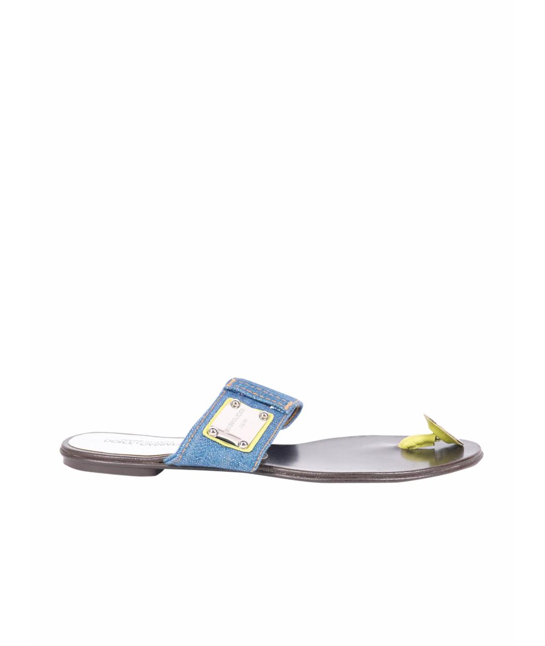 DOLCE&GABBANA Синие текстильные шлепанцы, фото 1