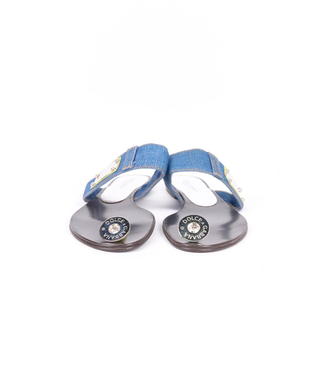 DOLCE&GABBANA Синие текстильные шлепанцы, фото 3
