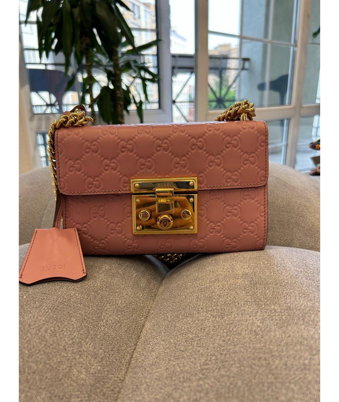 GUCCI Розовая кожаная сумка через плечо, фото 2