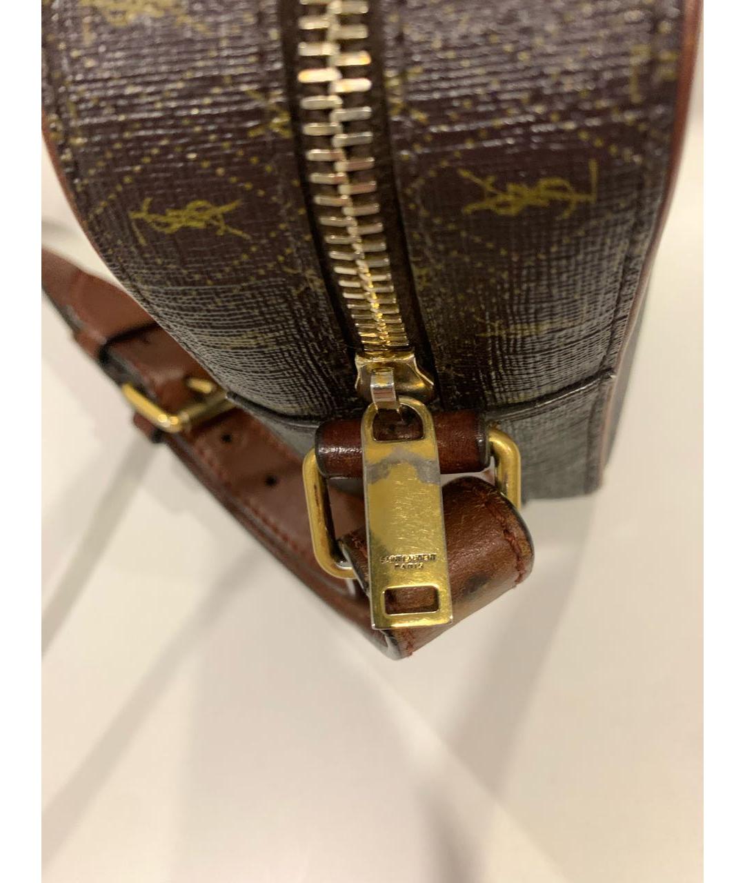 SAINT LAURENT Коричневая кожаная сумка через плечо, фото 5