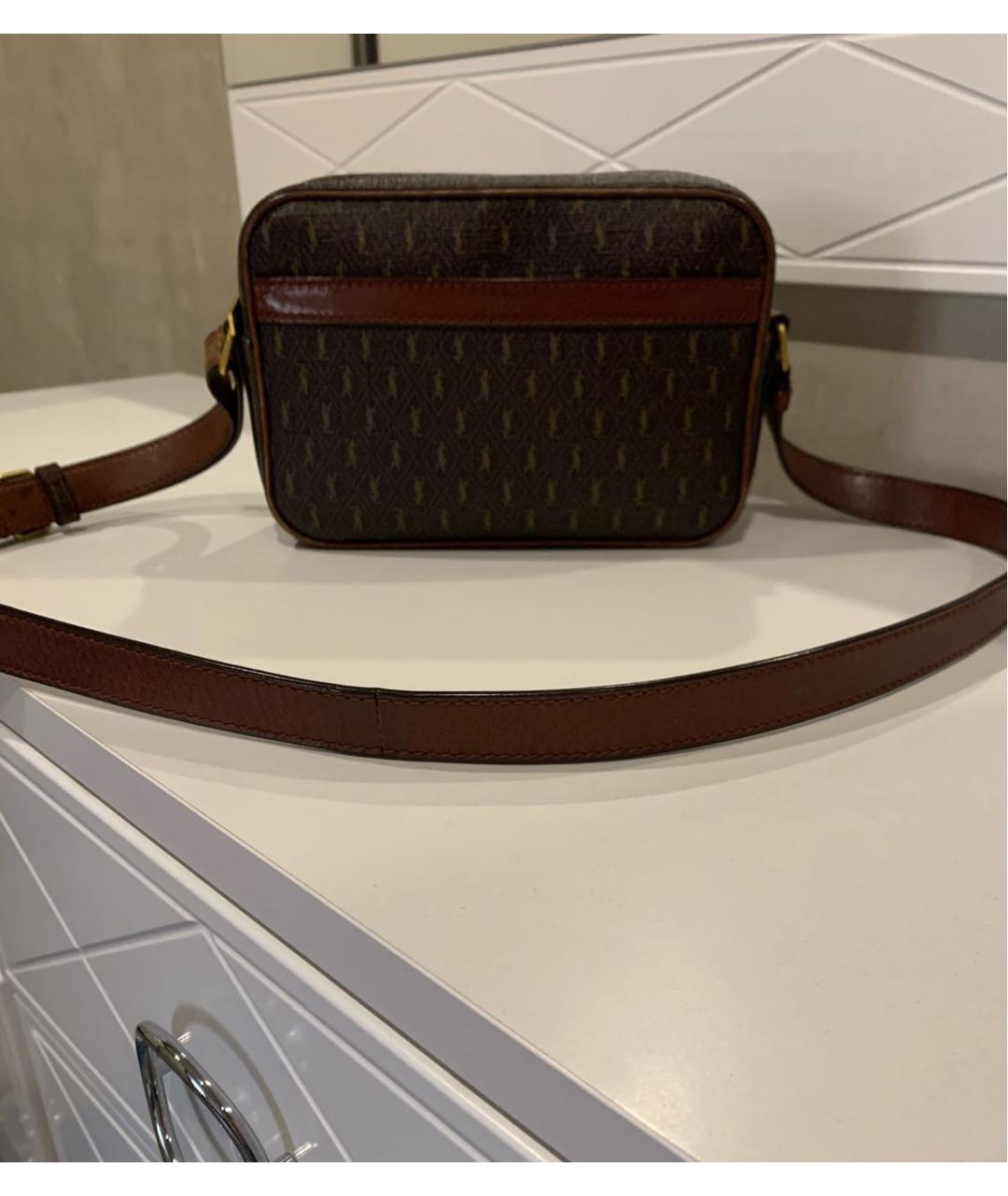 SAINT LAURENT Коричневая кожаная сумка через плечо, фото 2