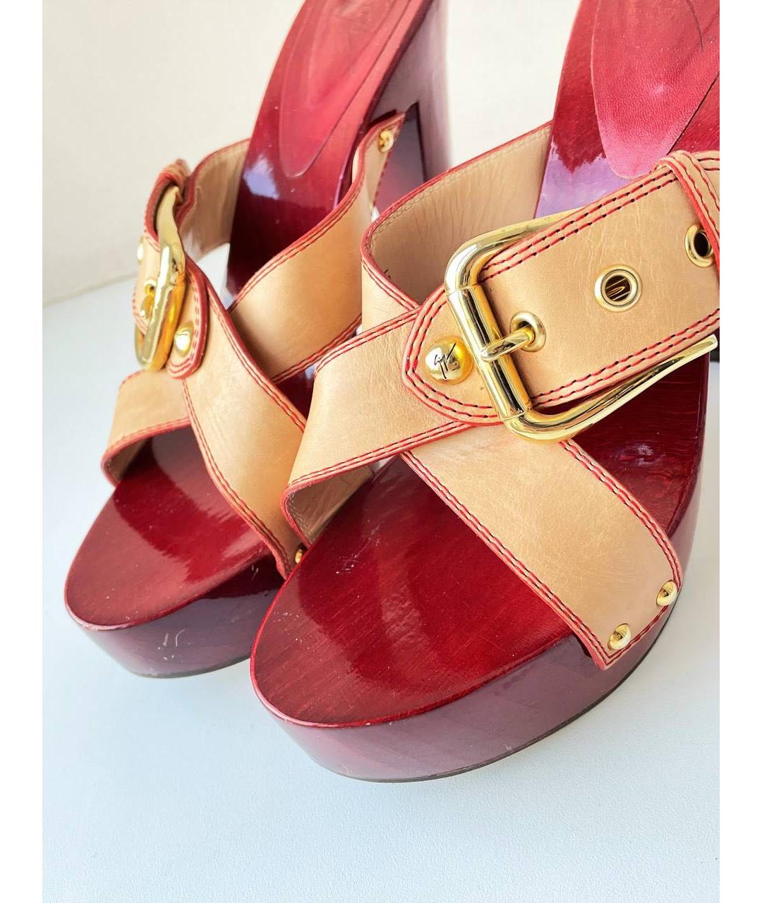 GIUSEPPE ZANOTTI DESIGN Красные кожаные сабо, фото 6
