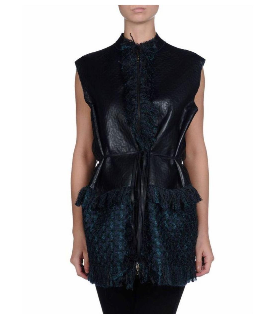 LANVIN Черный кожаный жилет, фото 4