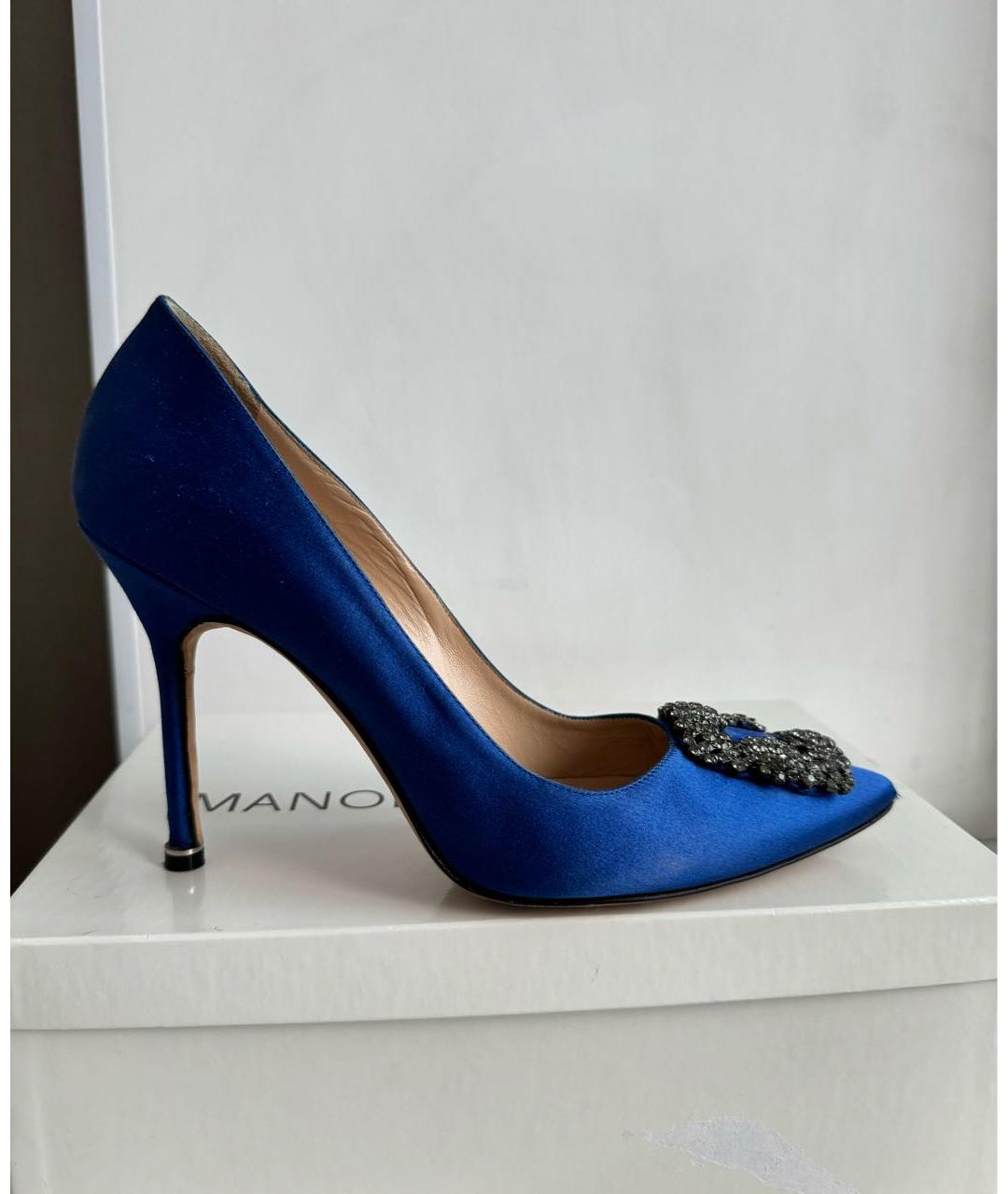 MANOLO BLAHNIK Синие кожаные туфли, фото 5