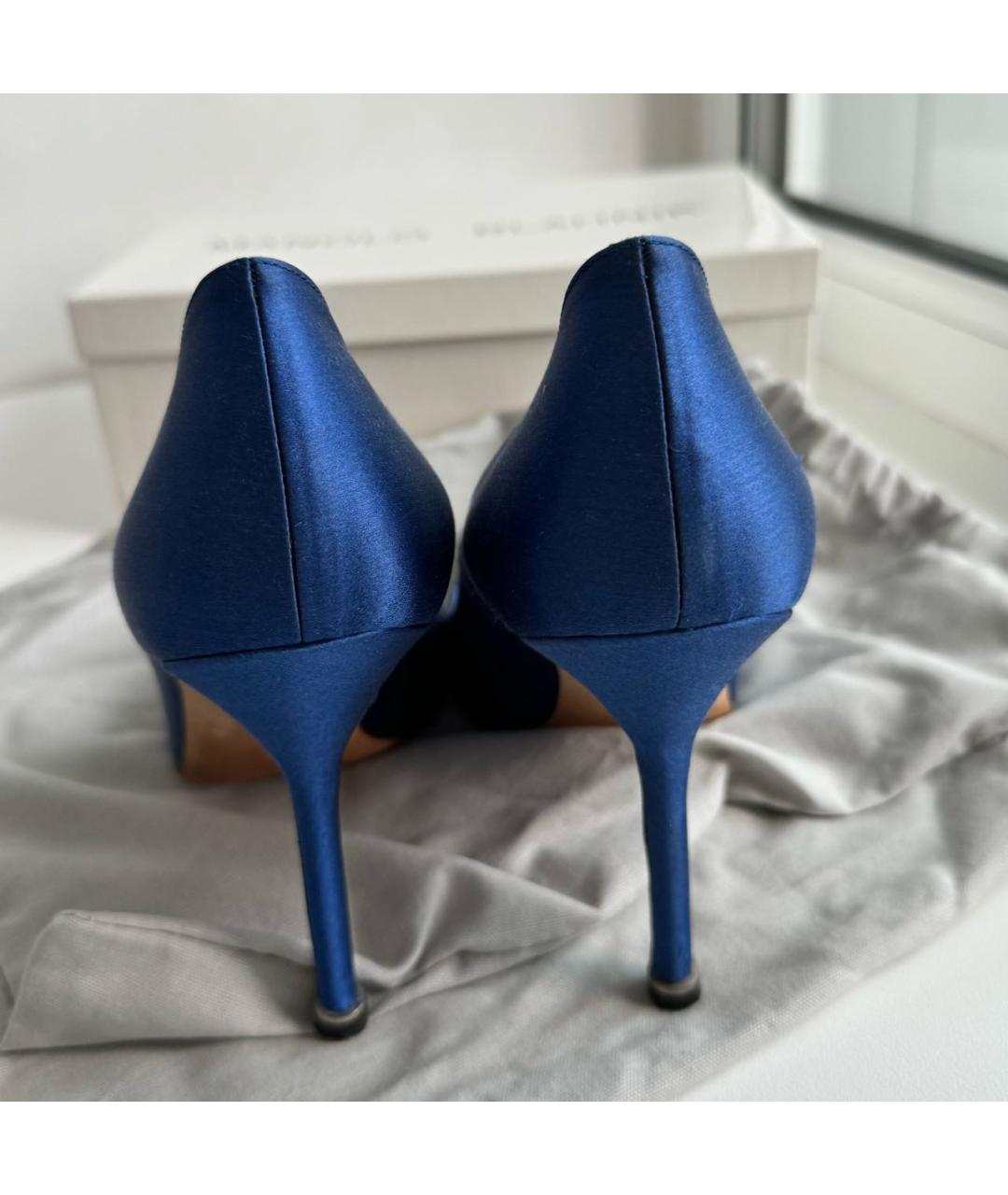 MANOLO BLAHNIK Синие кожаные туфли, фото 3