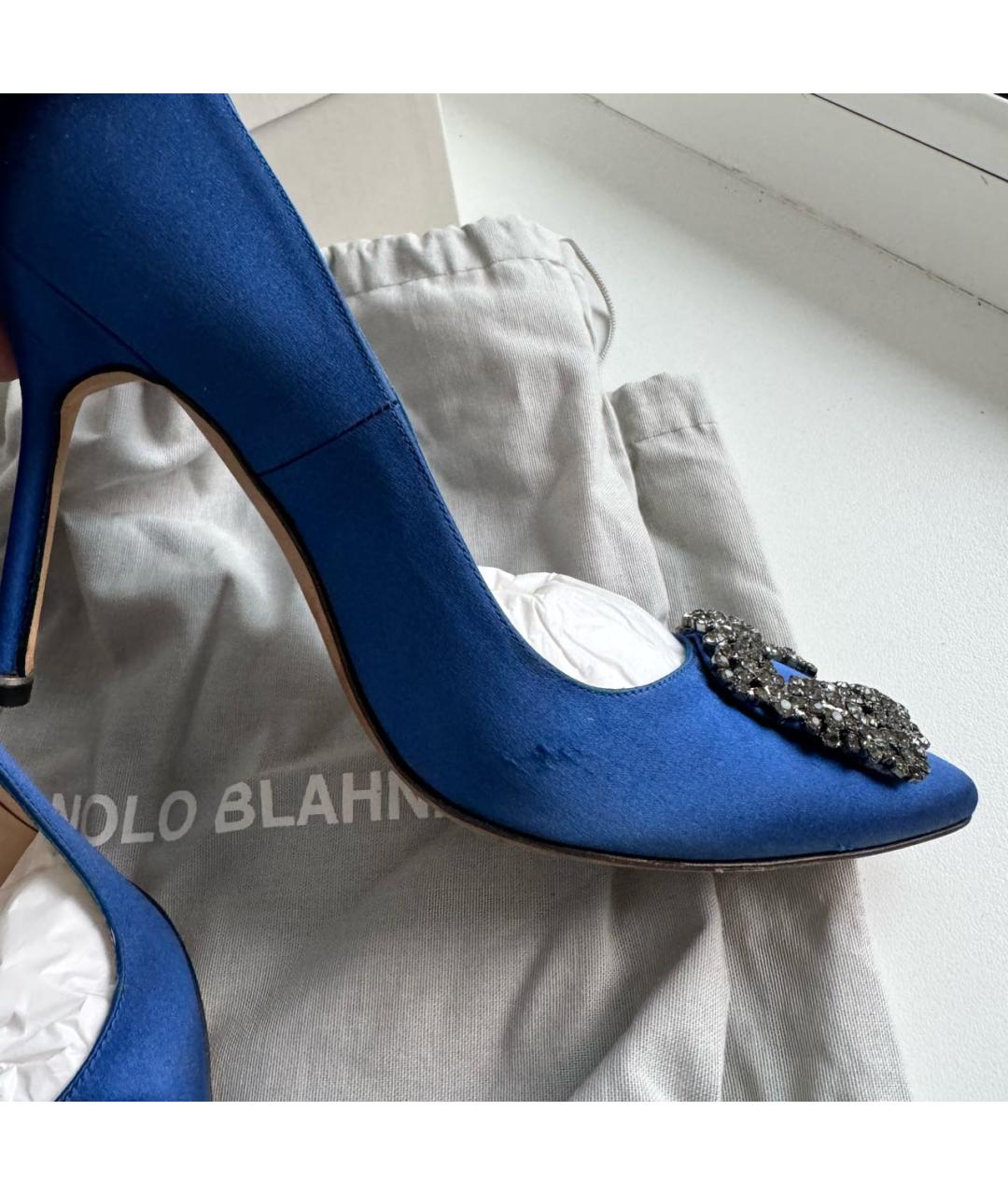 MANOLO BLAHNIK Синие кожаные туфли, фото 7