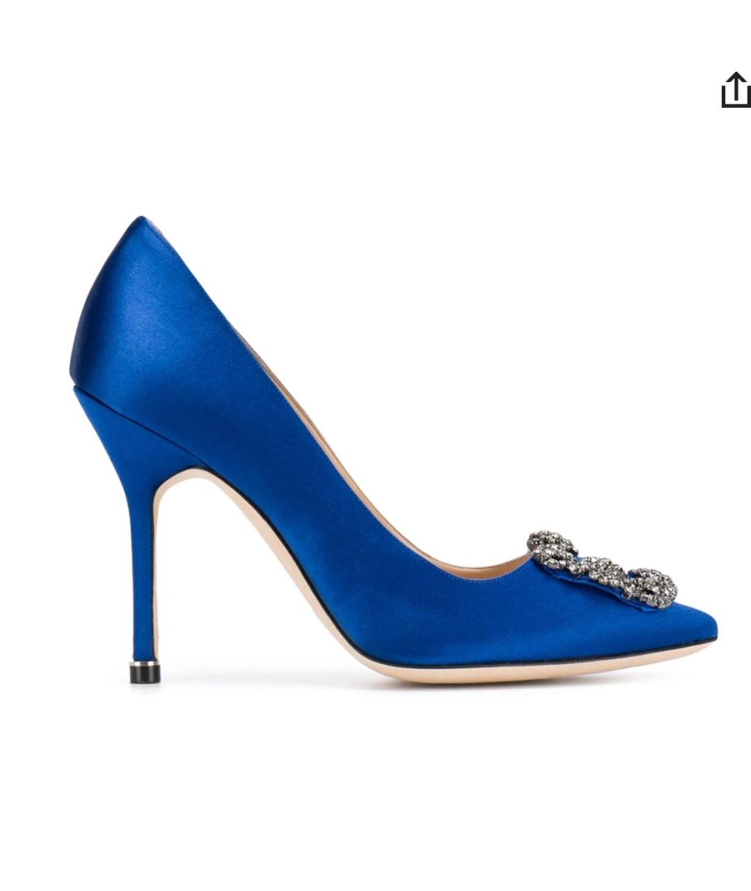 MANOLO BLAHNIK Синие кожаные туфли, фото 9