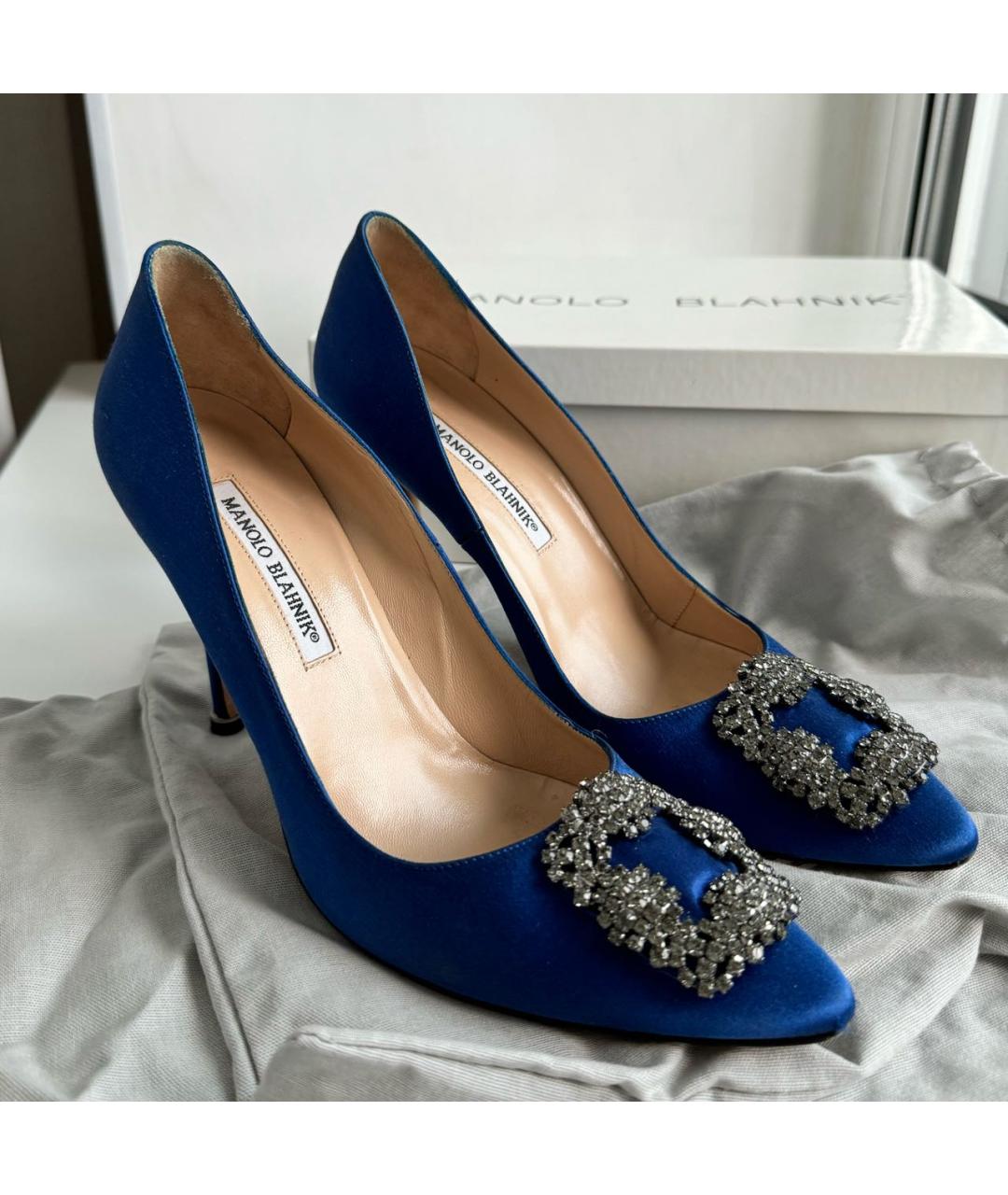 MANOLO BLAHNIK Синие кожаные туфли, фото 2