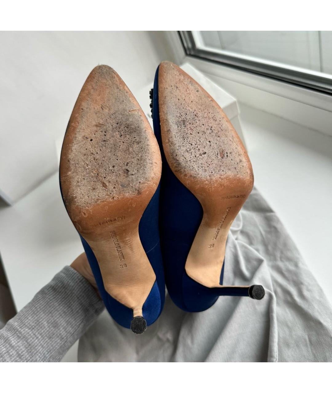 MANOLO BLAHNIK Синие кожаные туфли, фото 4