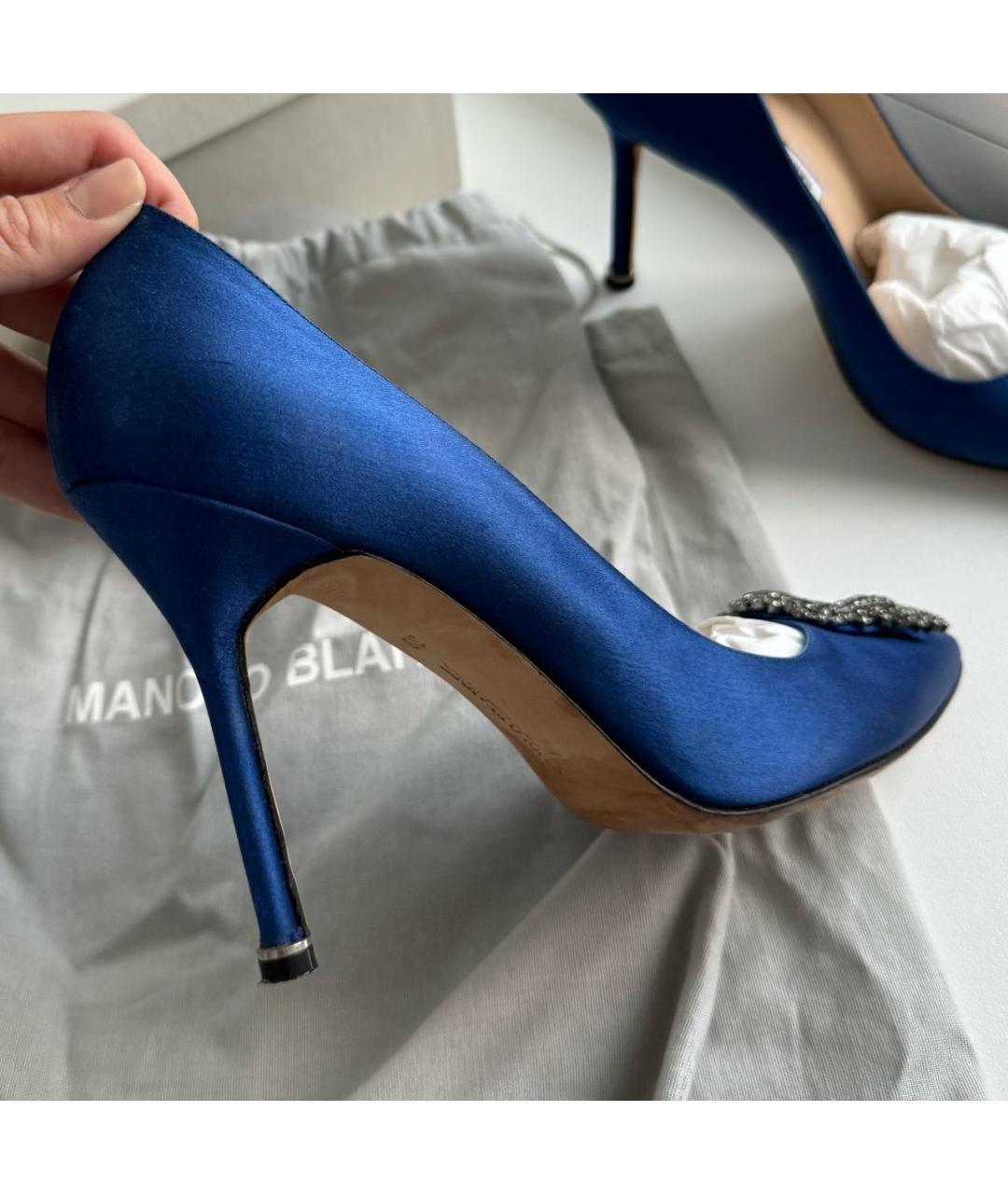 MANOLO BLAHNIK Синие кожаные туфли, фото 8