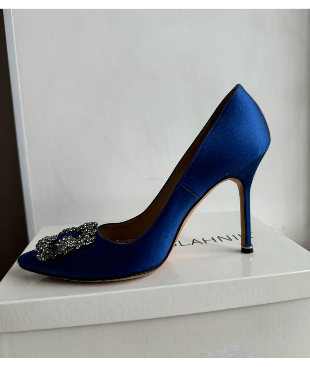 MANOLO BLAHNIK Синие кожаные туфли, фото 6