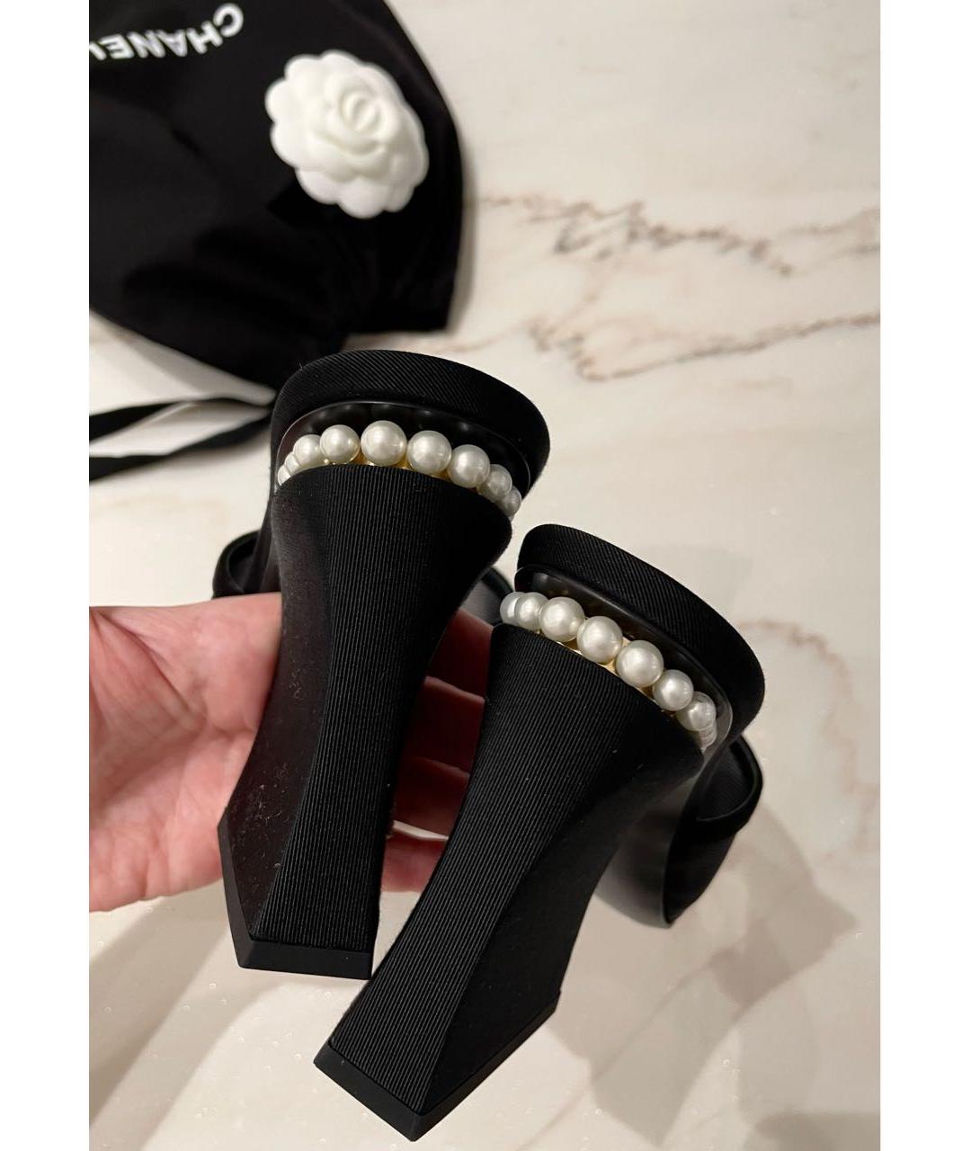 CHANEL Черные босоножки, фото 4