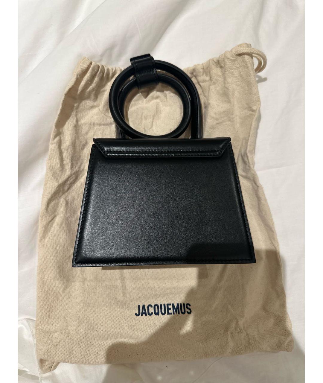 JACQUEMUS Черная кожаная сумка с короткими ручками, фото 3
