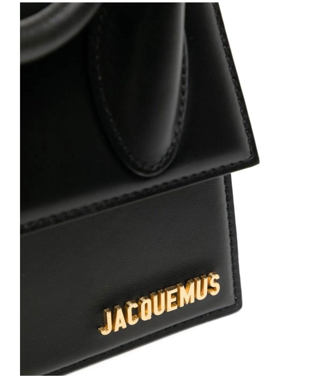 JACQUEMUS Черная кожаная сумка с короткими ручками, фото 6