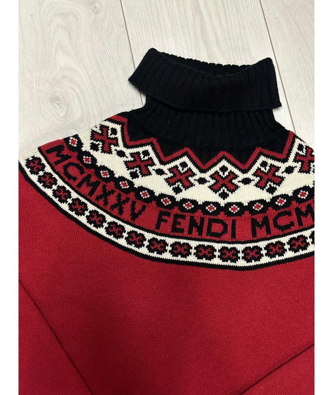 FENDI Бордовый джемпер / свитер, фото 2
