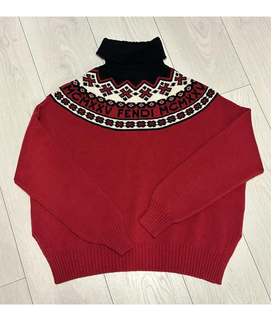 FENDI Бордовый джемпер / свитер, фото 5