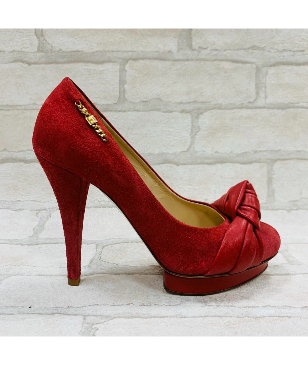 ELISABETTA FRANCHI Красные замшевые туфли, фото 9