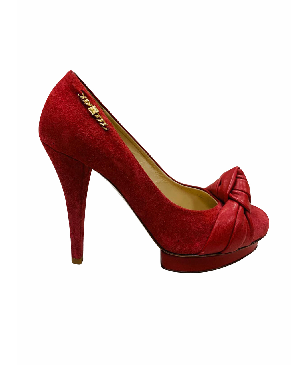 ELISABETTA FRANCHI Красные замшевые туфли, фото 1