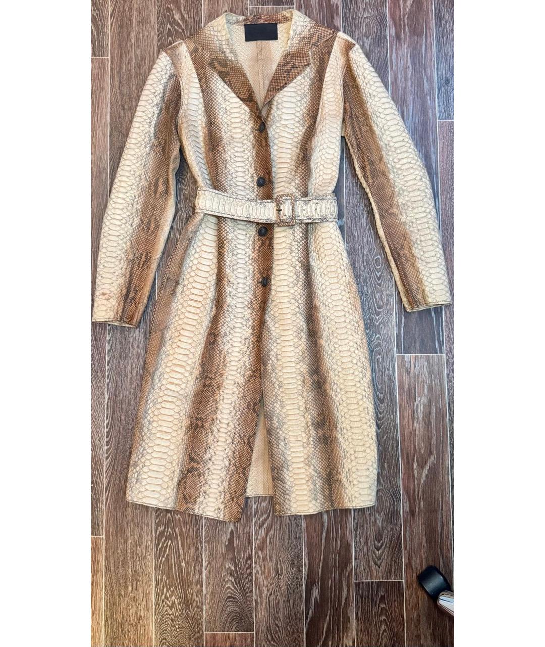 PRADA Коричневое пальто из экзотической кожи, фото 8