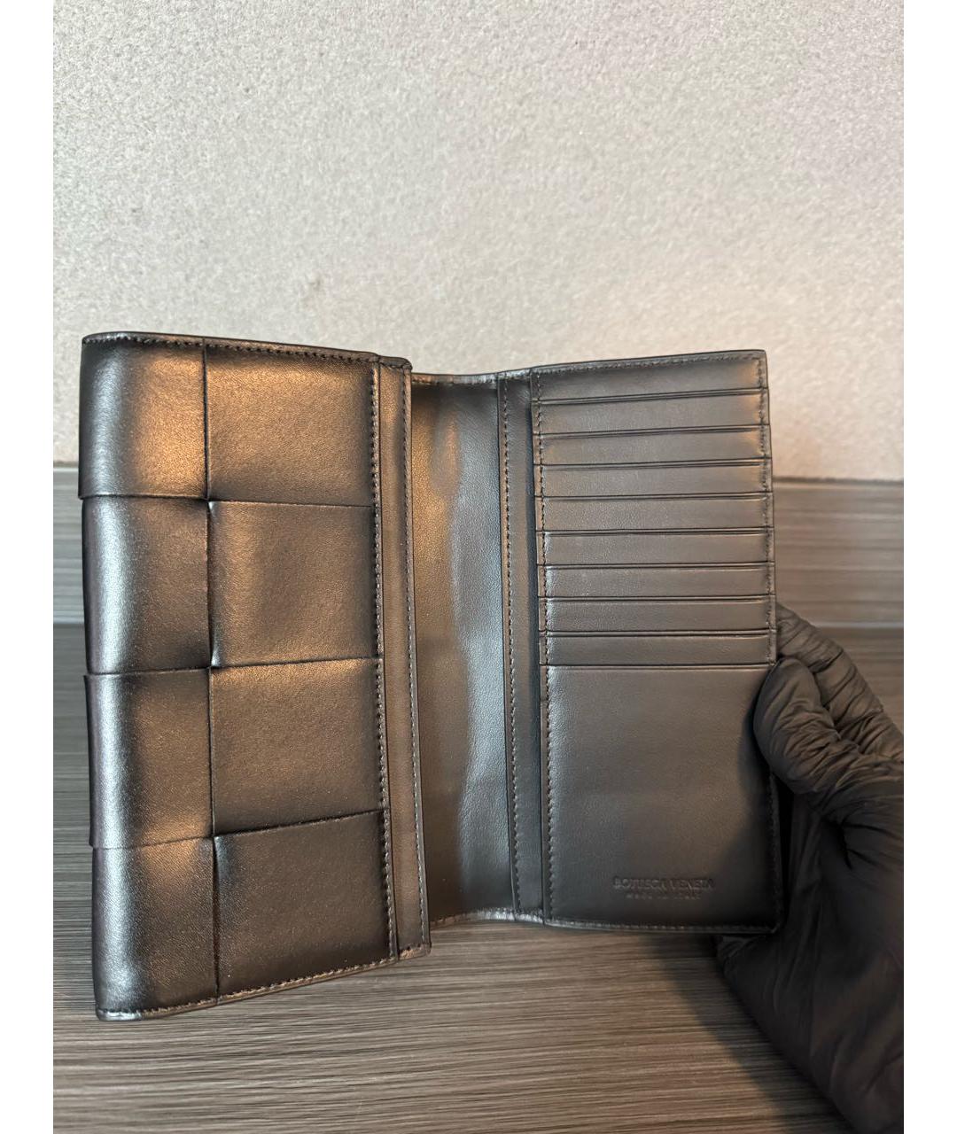 BOTTEGA VENETA Черный кожаный кошелек, фото 3
