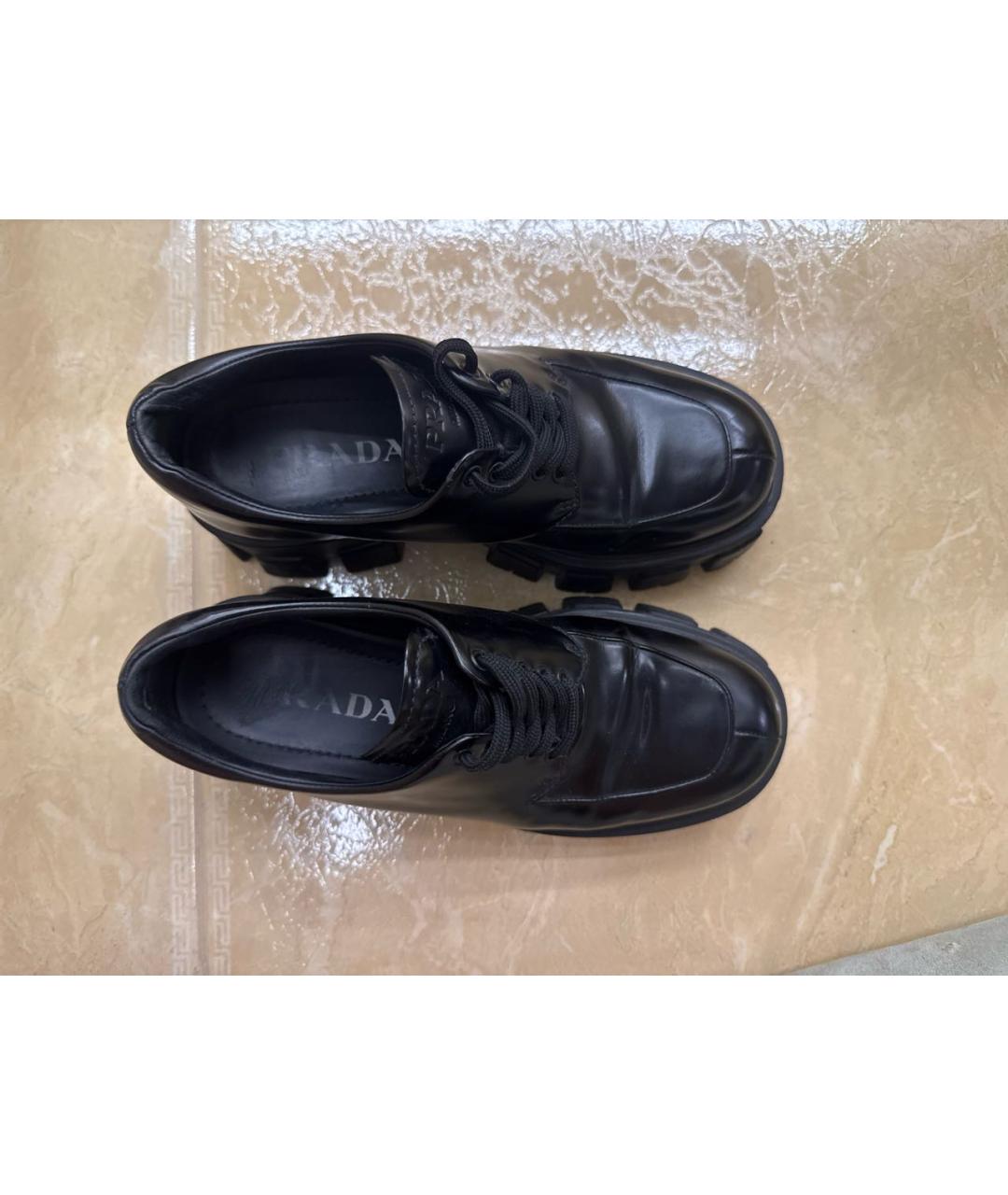 PRADA Черные кожаные брогги и оксфорды, фото 3