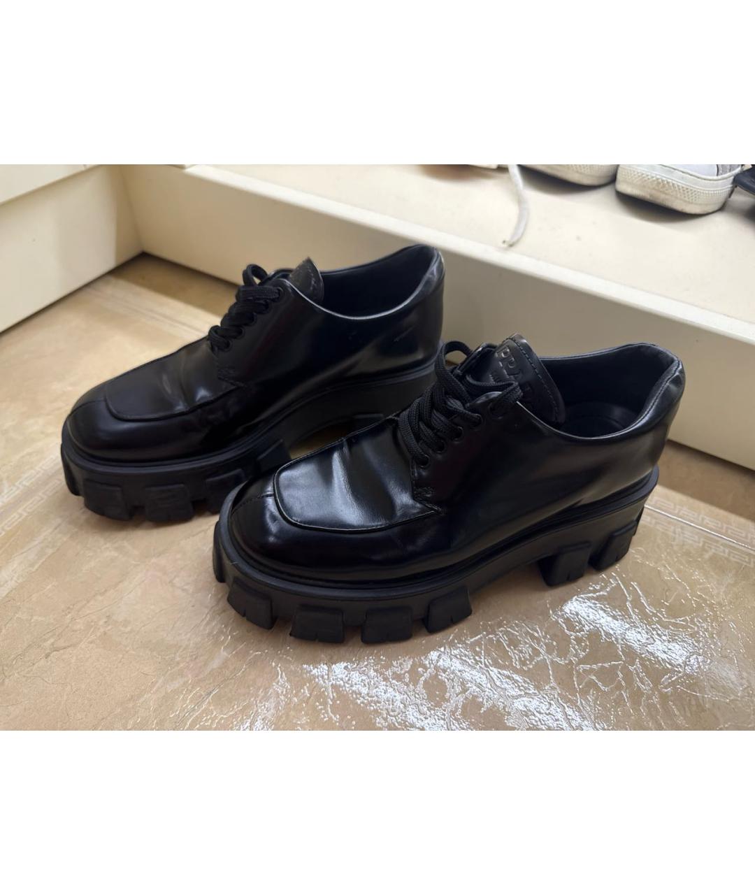 PRADA Черные кожаные брогги и оксфорды, фото 7