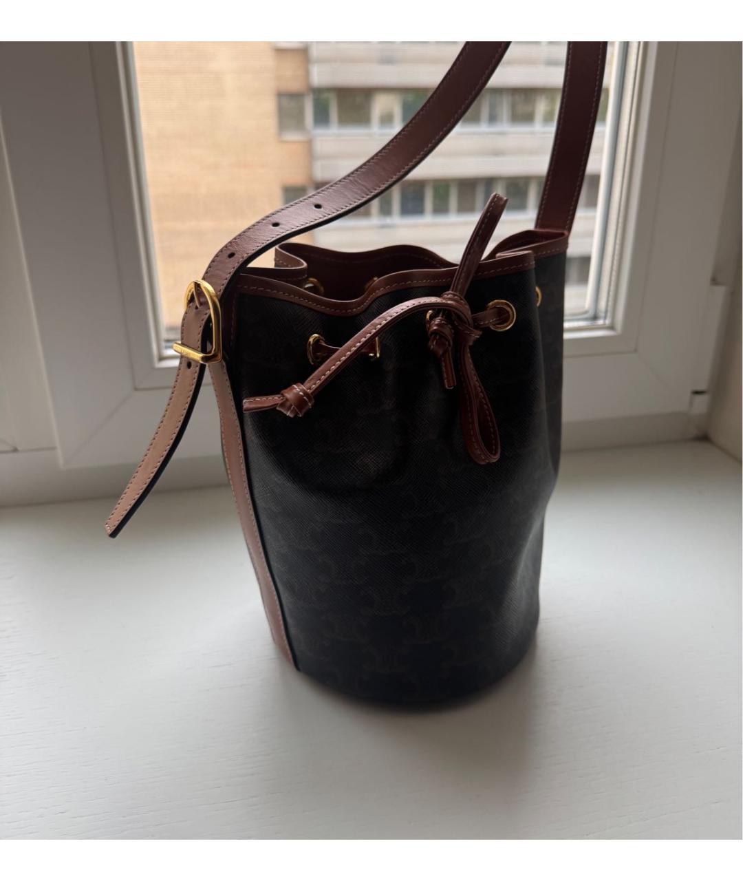 CELINE Коричневая пелетеная сумка через плечо, фото 4