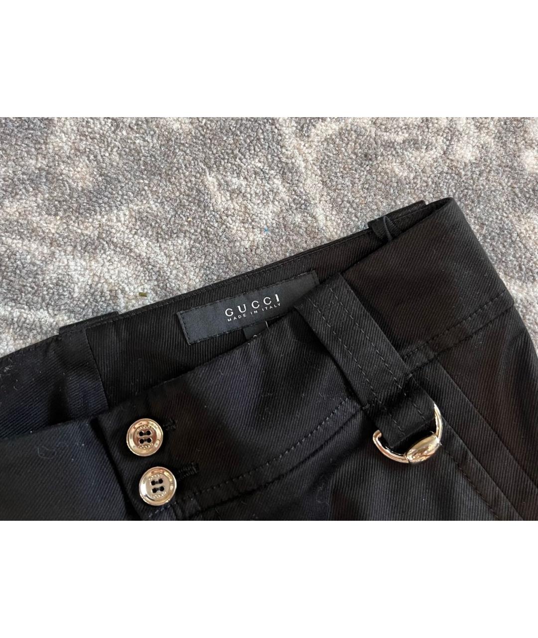 GUCCI Черные хлопко-эластановые брюки узкие, фото 4