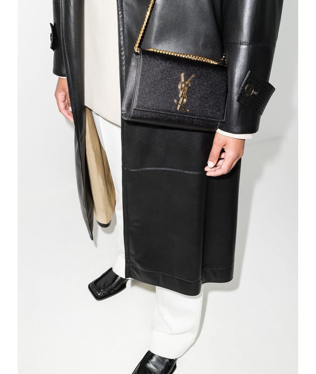 SAINT LAURENT Черная кожаная сумка через плечо, фото 2